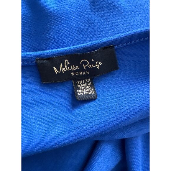 Melissa Paige Blouse Blue Bell Split Charm Sleeves V Neck Pullover 3X - Picture 6 of 7